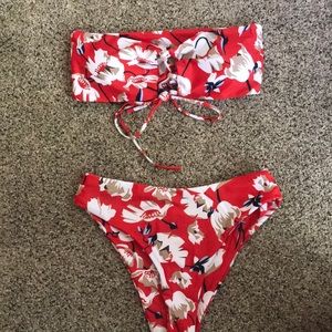 High waisted floral bathing suit!